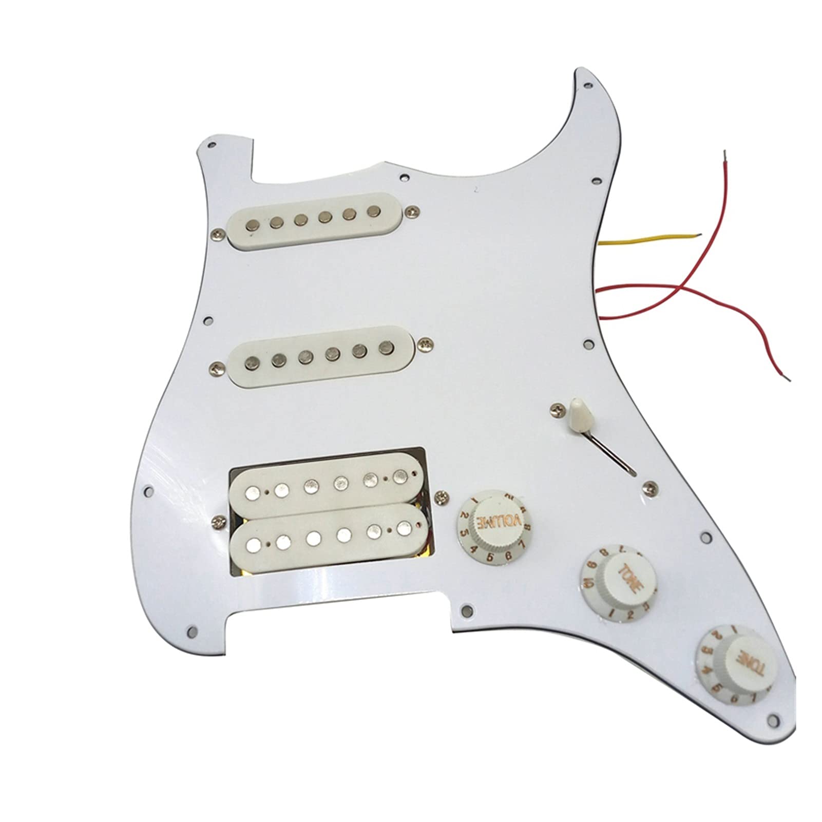 Electric Guitar Pickguard with Prewired SSH Pickups - 11 Hole White Scratchplate Assembly for Fender Stratocaster Style Guitars | Perfect for Upgrades, DIY Repairs & Professional Performances
