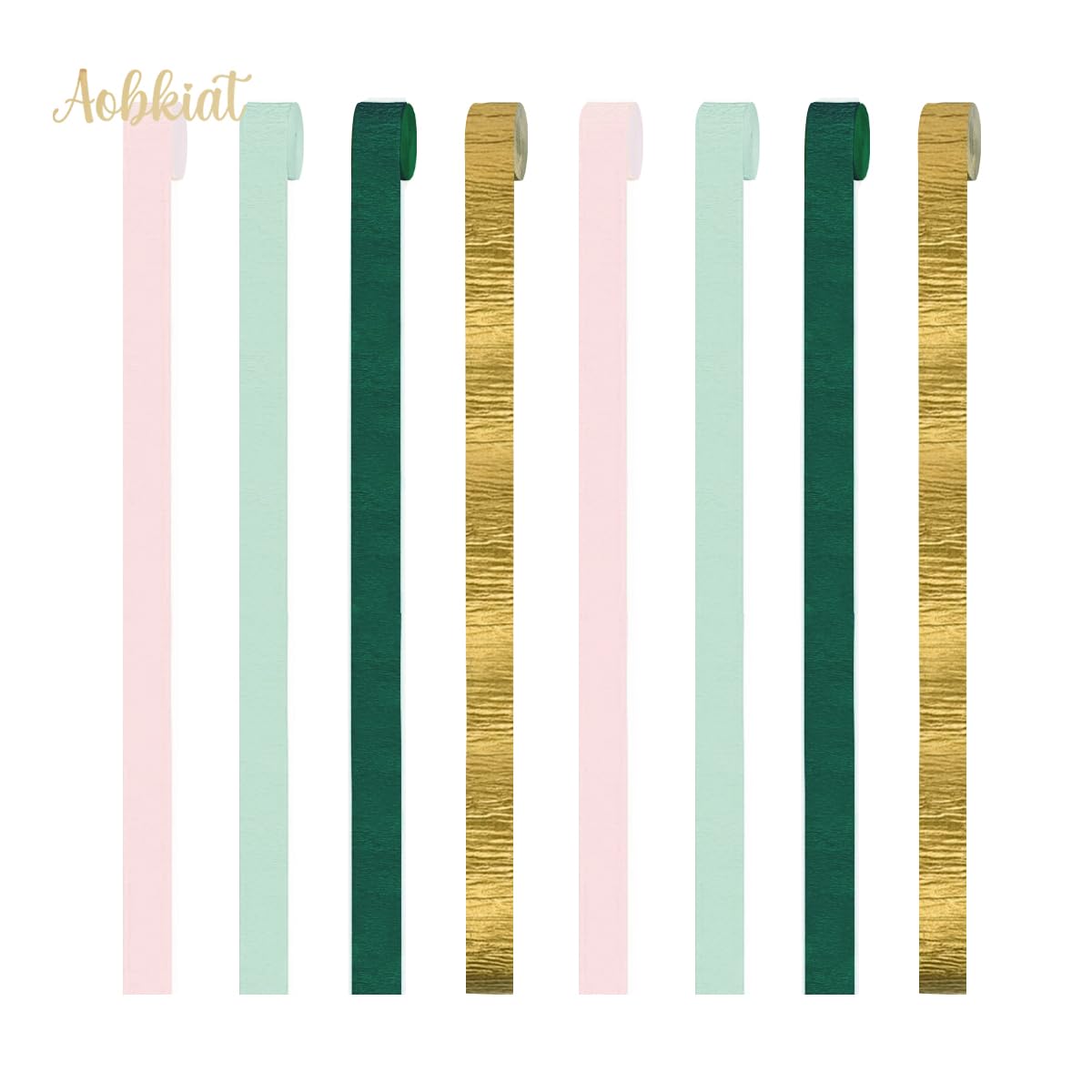 Elegant Sage Pink & Gold Crepe Paper Streamers - 8 Pack Wedding Decorations for Rustic Weddings, Bachelorette Parties, Birthdays, Bridal/Baby Showers & Anniversaries - Perfect for Backdrops, Photo Booths & Party Decor
