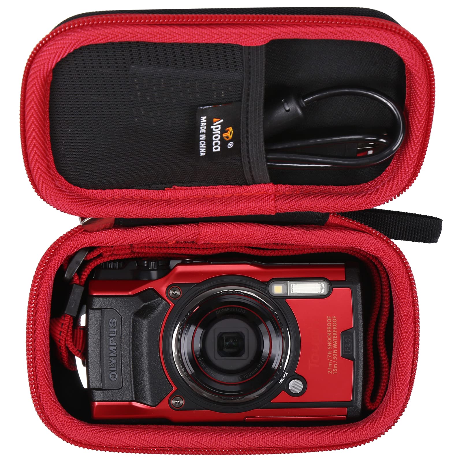 Aproca Waterproof Hard Storage Case for OM System Tough TG-7 & TG-6 Digital Cameras - Durable Protective Travel Case for Outdoor Adventures, Beach Trips & Hiking