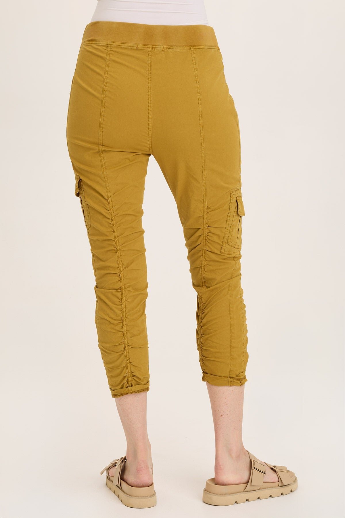 Tilton Stretch Poplin Ruched Skinny Pants for Women - High Waisted Slim Fit Trousers for Office, Work & Casual Wear