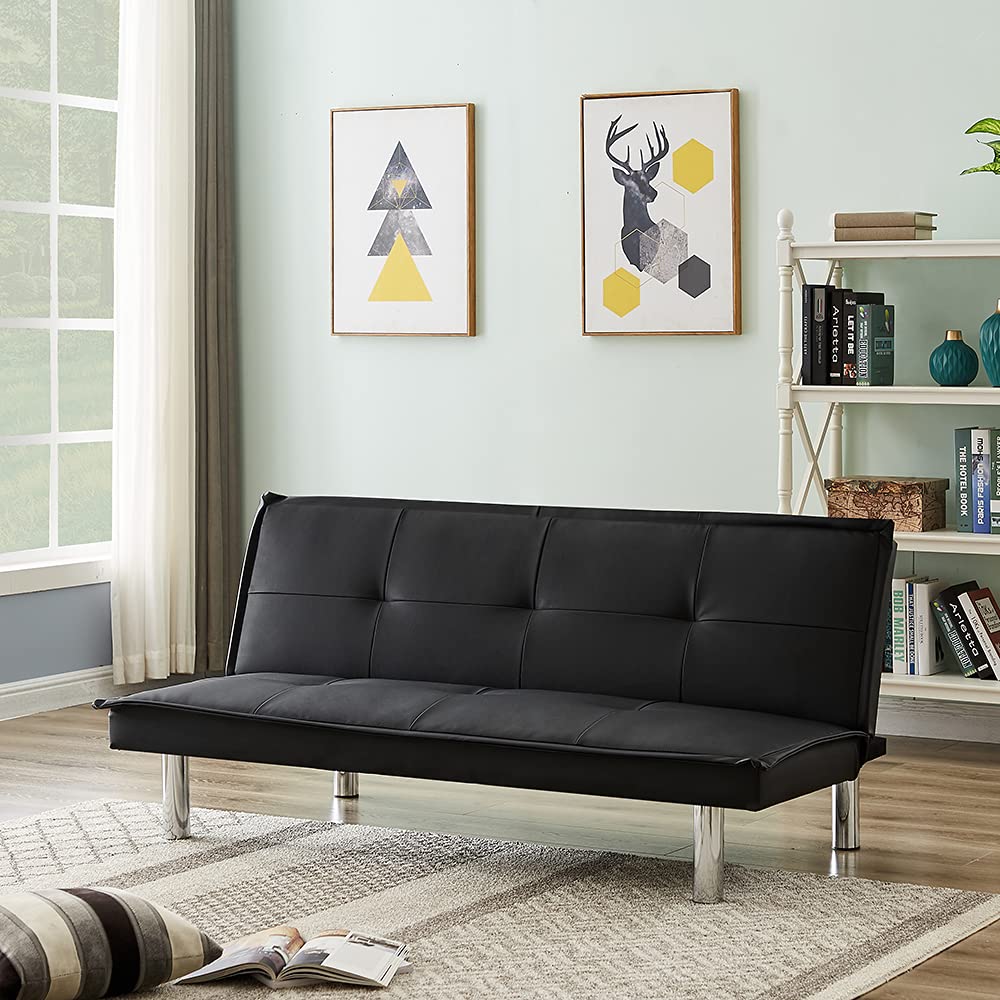 HUAYICUN PU Leather Convertible Folding Futon Sofa Bed - Multi-Functional Sleeper Couch for Living Room, Bedroom & Small Spaces | Perfect for Guest Sleeping, Lounging & Studio Apartments