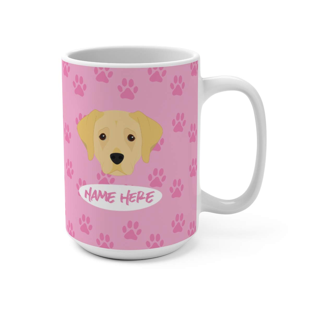 Custom Yellow Labrador 15oz Ceramic Coffee Mug - Personalized Dog Lover Gift for Mom, Dad | Dishwasher & Microwave Safe | Perfect for Home, Office & Holiday Gifts