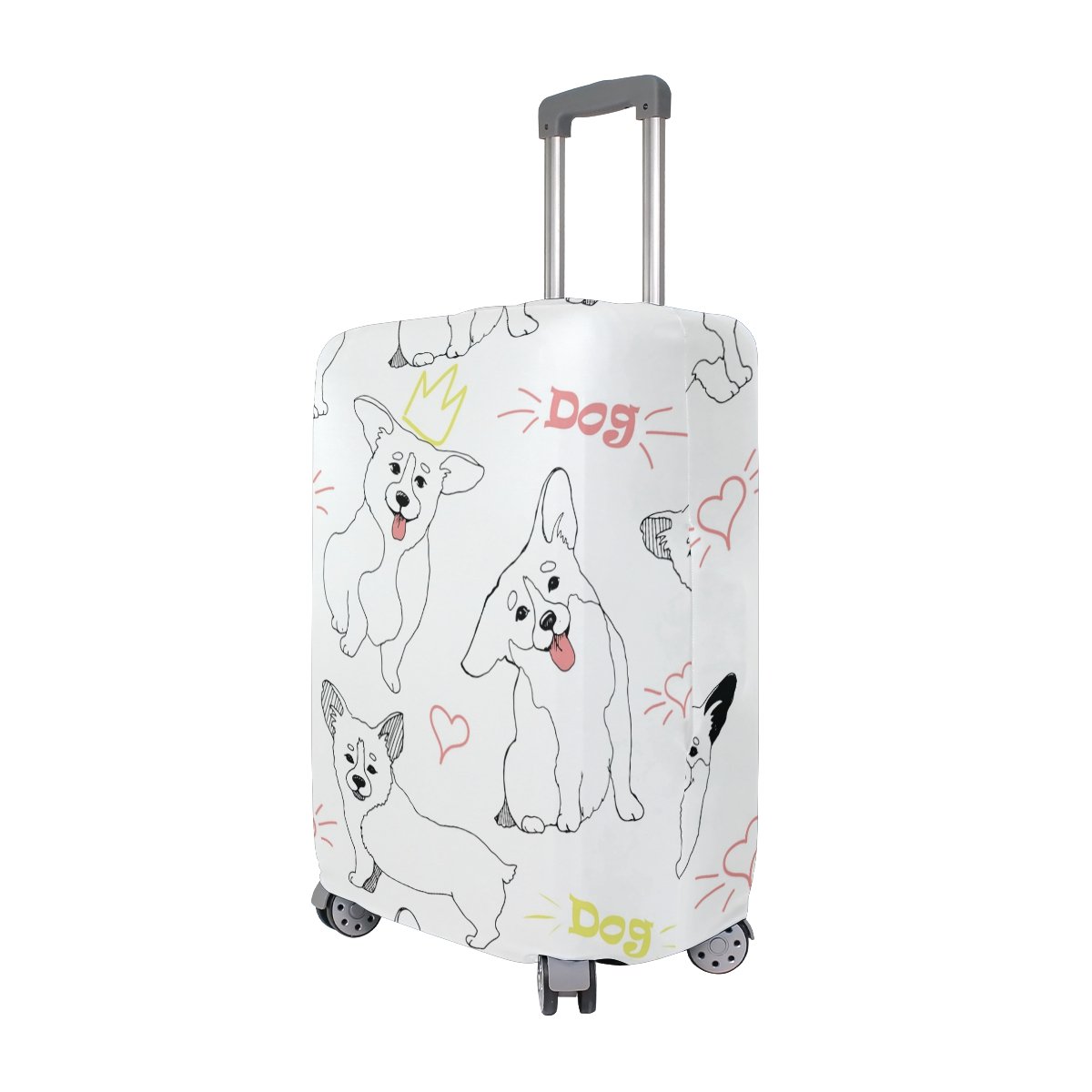 Stylish White Dog Puppy Luggage Cover - Travel Suitcase Protector for Kids, Men & Women | Perfect for Airplane, Train & Vacation Trips