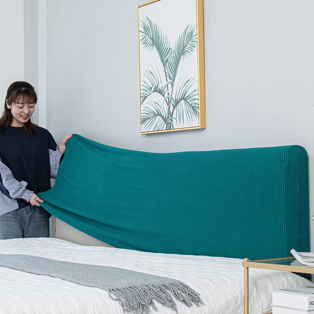 Stretchable Queen Size Bed Headboard Slipcover - Thick Dustproof Fabric Headboard Protector Cover, Washable & Anti-Dirty Solid Blue Headboard Cover for Bedroom Decor & Home Protection (59-67 Inches)
