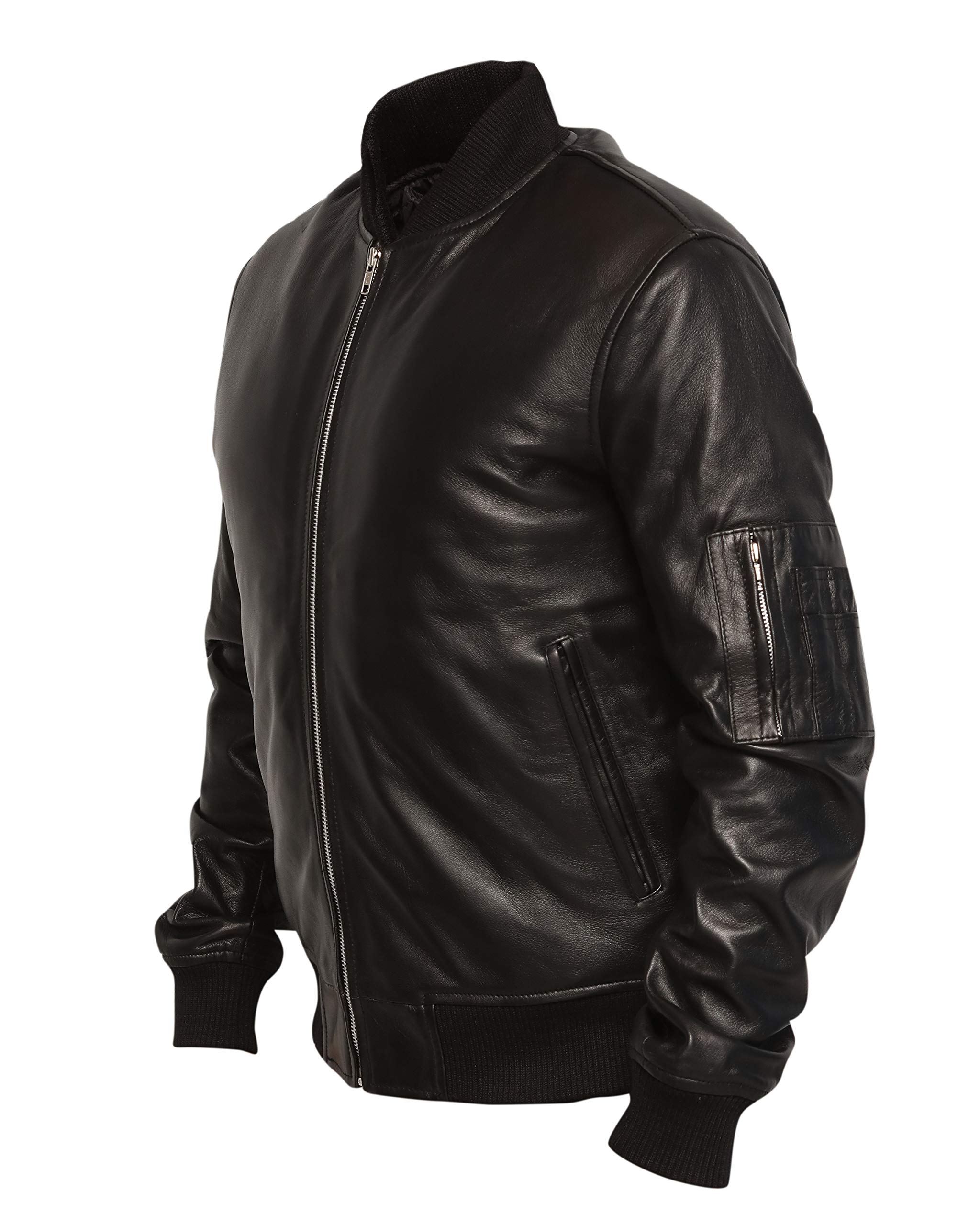 Men's MA1 Aviator Bomber Jacket - Genuine Sheepskin Leather Flight Jacket for Men | Winter Warm Pilot Coat | Perfect for Outdoor Adventures, Motorcycle Riding & Casual Wear
