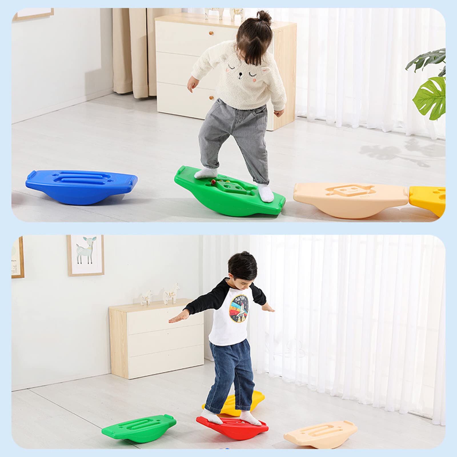 Kids Balance Board for Sensory Integration & Agility Training - Rocking Seesaw Plastic Balance Board with 3 Balls & Spinning Base - Perfect for Indoor Play, Therapy, and Gross Motor Skill Development