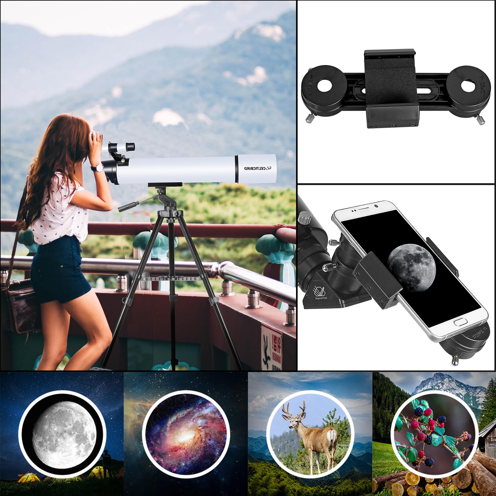 Celticbird 80mm Aperture 600mm Refractor Telescope for Astronomy - Portable Travel Telescope with AZ Mount, Backpack & Phone Adapter for Adults, Kids & Beginners (80600) - Perfect for Stargazing, Moon Observation & Outdoor Adventures