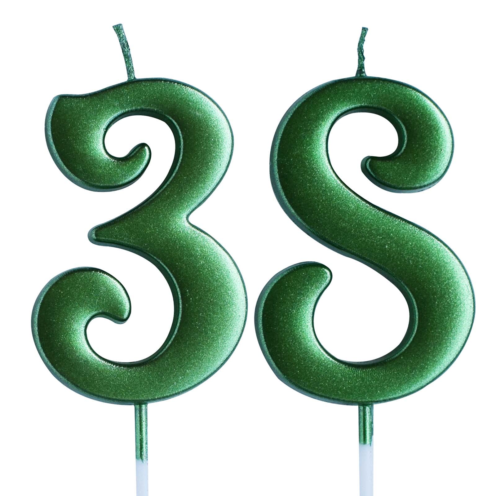 38th Birthday Cake Candles - Green Number 38 Candle Topper for Women & Men | Party Decorations & Supplies | Perfect for Birthday Cakes, Cupcakes & Celebration Decor