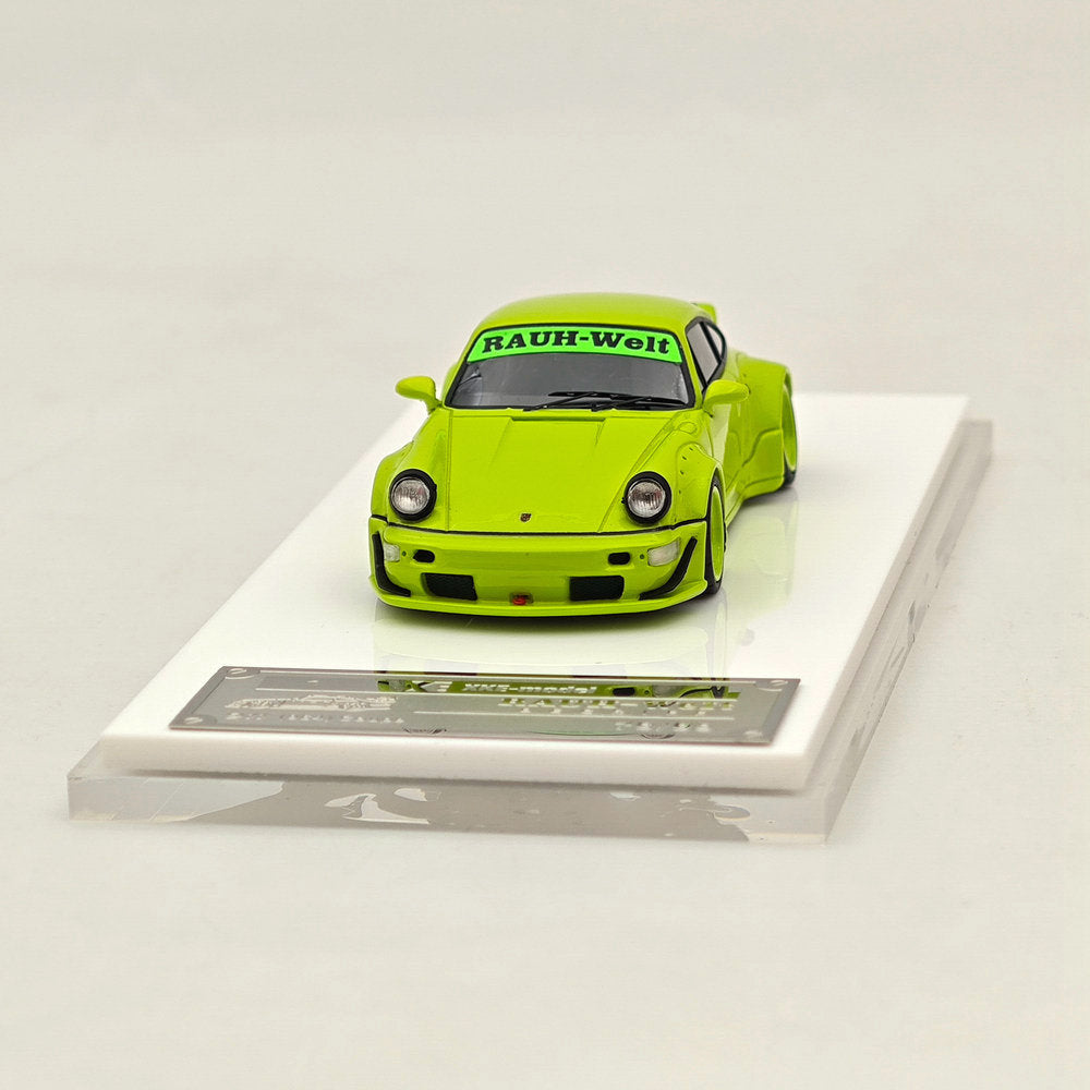 1/64 Scale Porsche 964 RWB RAUH Welt BEGRIFF Apple Green Resin Diecast Model Car - Limited Edition Collectible Toy Vehicle for Display & Gift Giving (Perfect for Car Enthusiasts, Office Decor, and Model Collections)