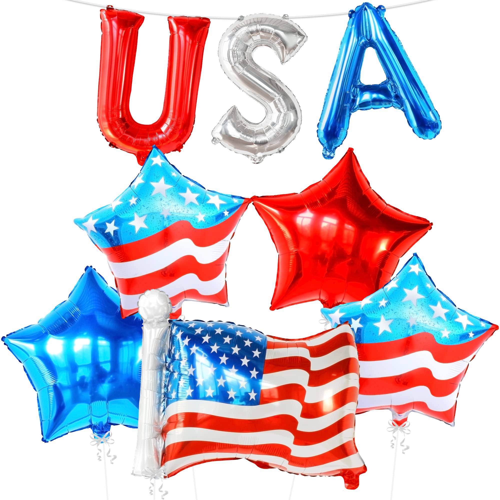 KatchOn 26 Inch Large Patriotic Balloons - Pack of 8 | American Flag Balloons for 4th of July Decorations | USA Independence Day Party Supplies | Perfect for Backyard BBQs, Parades & Patriotic Celebrations