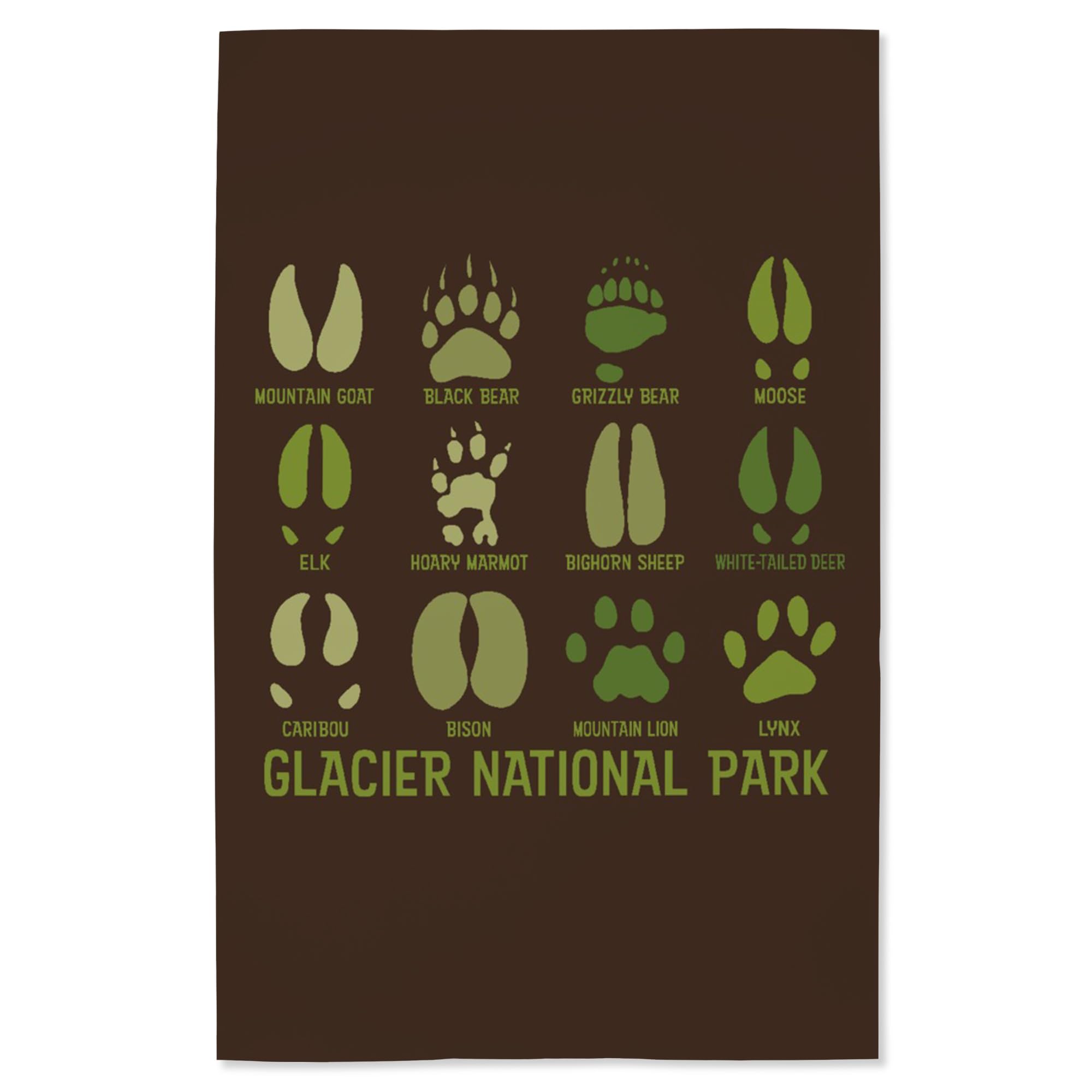 Lantern Press 16x24 Inch Giclee Art Print - Glacier National Park Montana Landscape with Animal Tracks - Premium Wall Decor for Home, Office & Cabin
