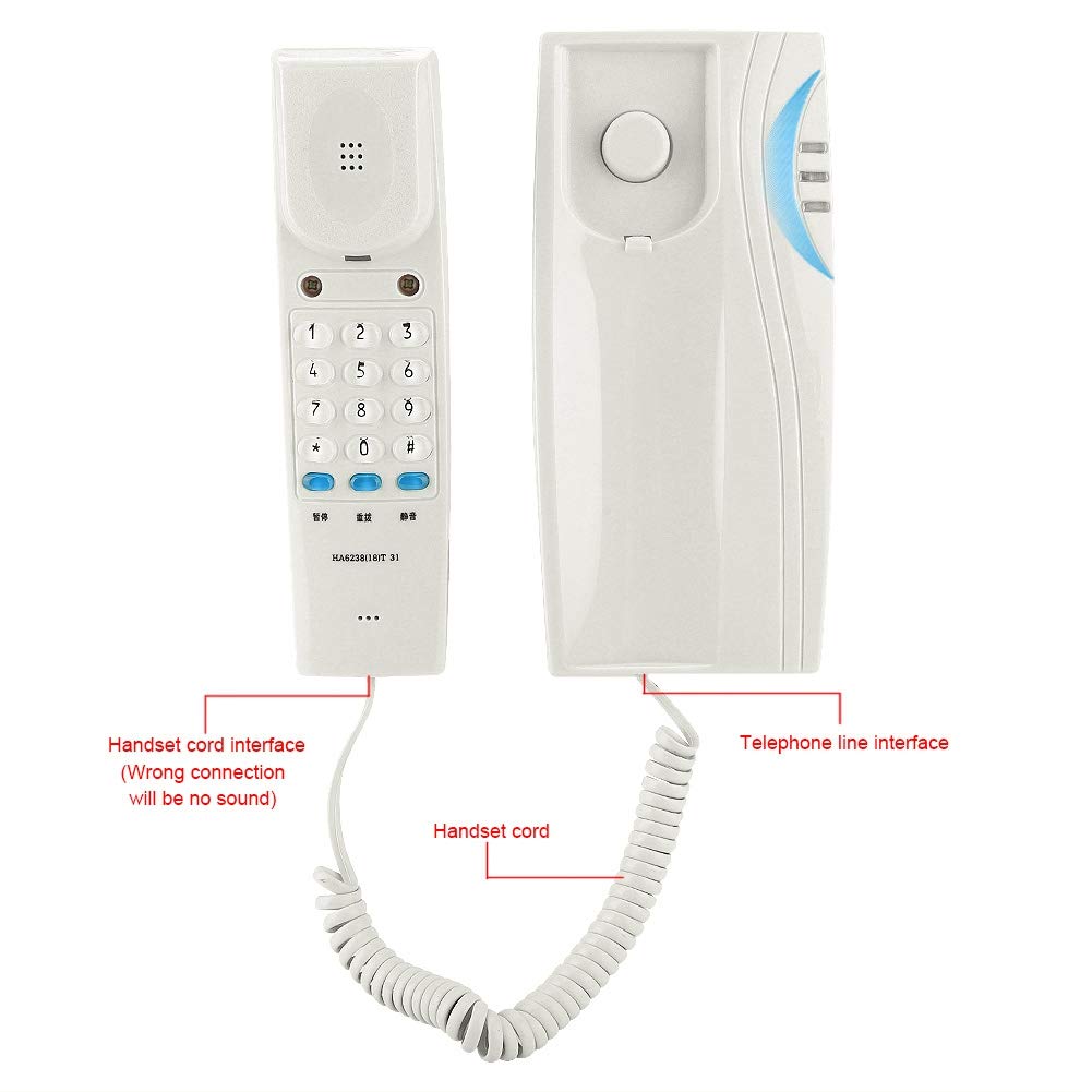 Bewinner Corded Landline Phone - Mini Wall & Desktop Home Phone with Pause, Mute, Indicator Light - Simple Elegant White Design for Home, Office, Dormitory Use