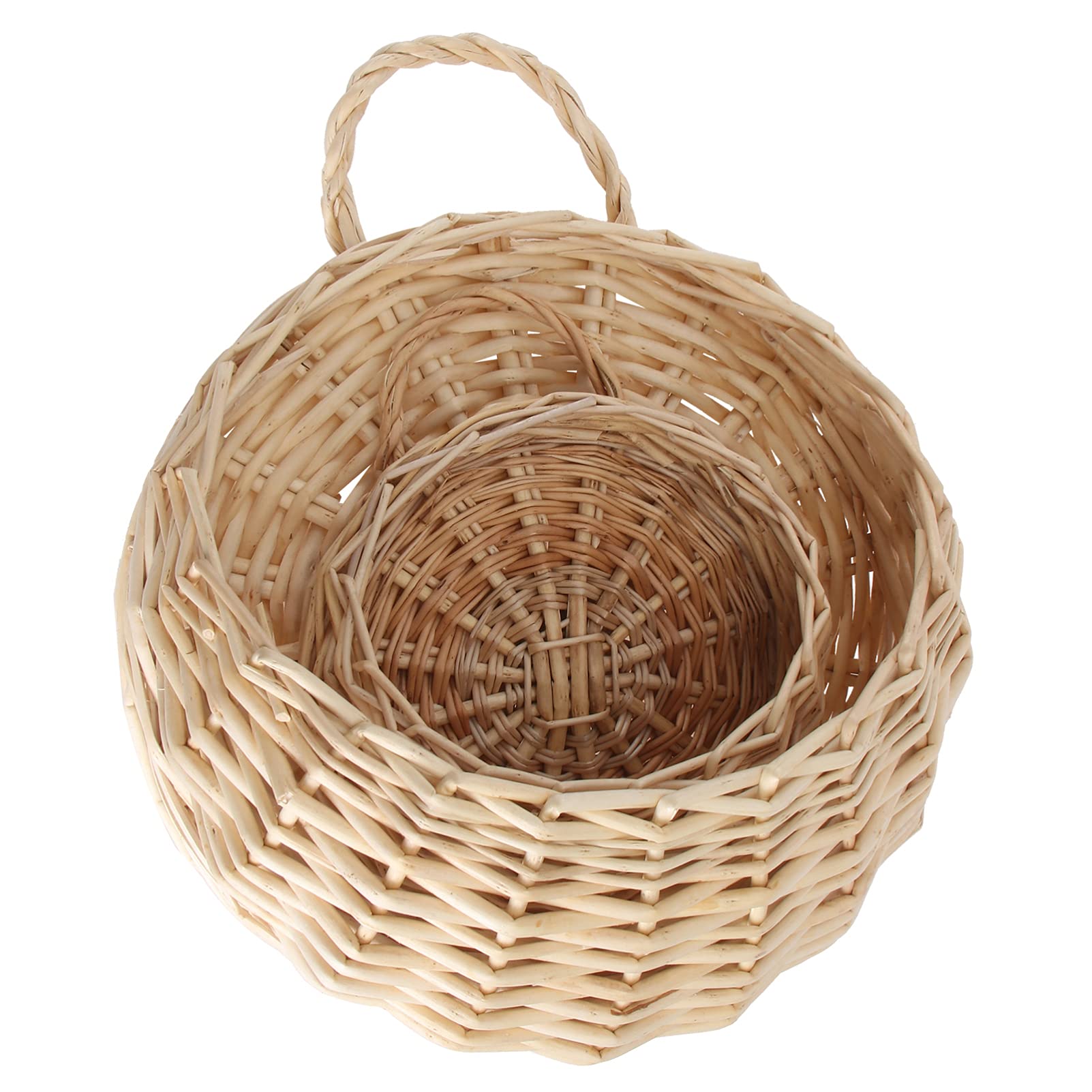 IMIKEYA 2 Pack Woven Hanging Plant Baskets - Macrame Wall Hangers for Indoor Outdoor Plants, Boho Home Decor with Wooden Basin - Perfect for Living Room, Bedroom, Patio & Garden Decor