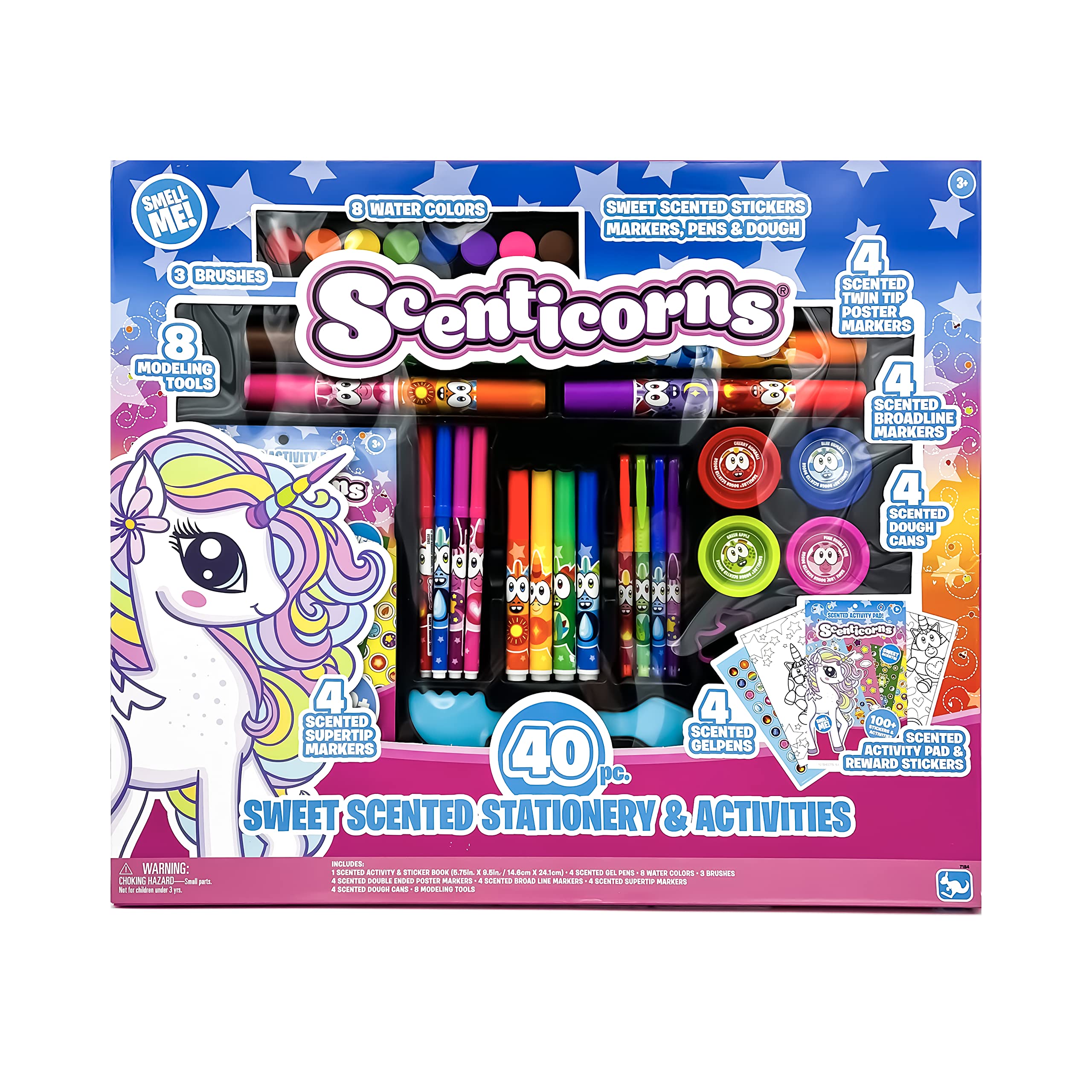 Scenticorns Mega Scented Stationery & Art Kit for Kids - Unicorn Themed Activity Set with Markers, Watercolors, Gel Pens, Play Dough & Stickers - Perfect Creative Gift for Girls - Ideal for Birthday Parties, Arts & Crafts, Classroom Activities & DIY Projects