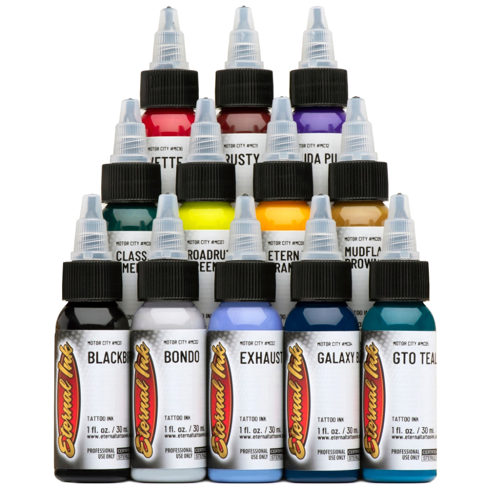 Eternal Tattoo Ink Motor City Set - Professional Tattoo Ink Kit for Artists | Perfect for Tattoo Studios & Home Use