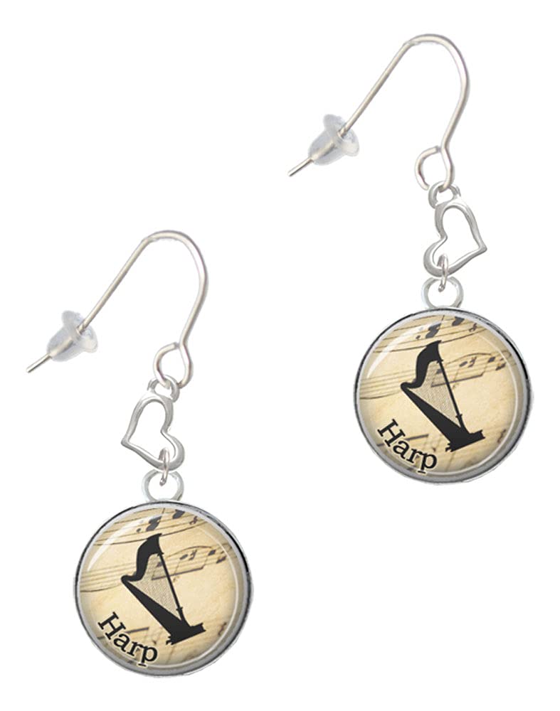 Silver Heart French Earrings for Women - Music Lover Gift
