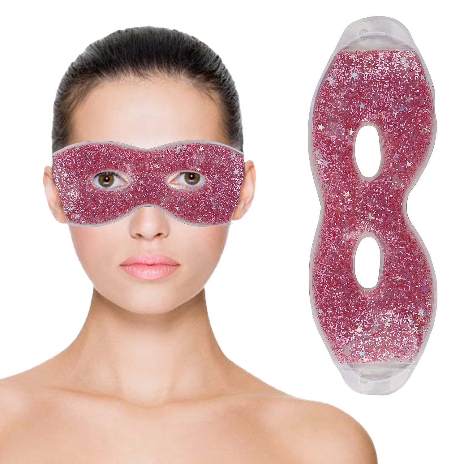 Zureni Cooling Gel Eye Mask for Dark Circles, Puffy Eyes & Redness Relief - Reusable Cold Compress Under Eye Patches for Women & Men (Pink) - Perfect for Sleep, Travel & Post-Surgery Recovery