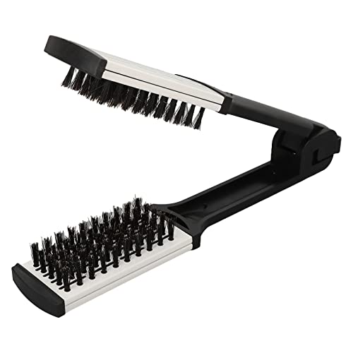 EXCLUZO Dual Brush Hair Straightener - Heat Resistant Soft Bristles with Ergonomic Handle & Durable Spring Clamp for Smooth Styling | Perfect for Home Use, Salon Styling & Travel Hair Care