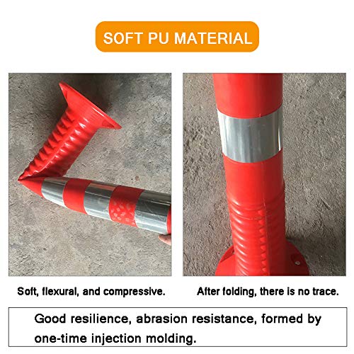 Reflective Traffic Safety Bollard - 450x80mm Plastic Parking Garage Bollards & Road Markers for High-Traffic Areas, Driveways, and Construction Zones
