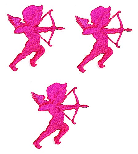 Umama 3-Piece Arrow Lover Valentine Cupid Cartoon Iron-On Patch Set - Pink Cupid Angel Design for Kids Clothing, School Bags, Jackets, Jeans & Hats | Perfect for Valentine's Day Gifts, DIY Crafts & Outfit Customization