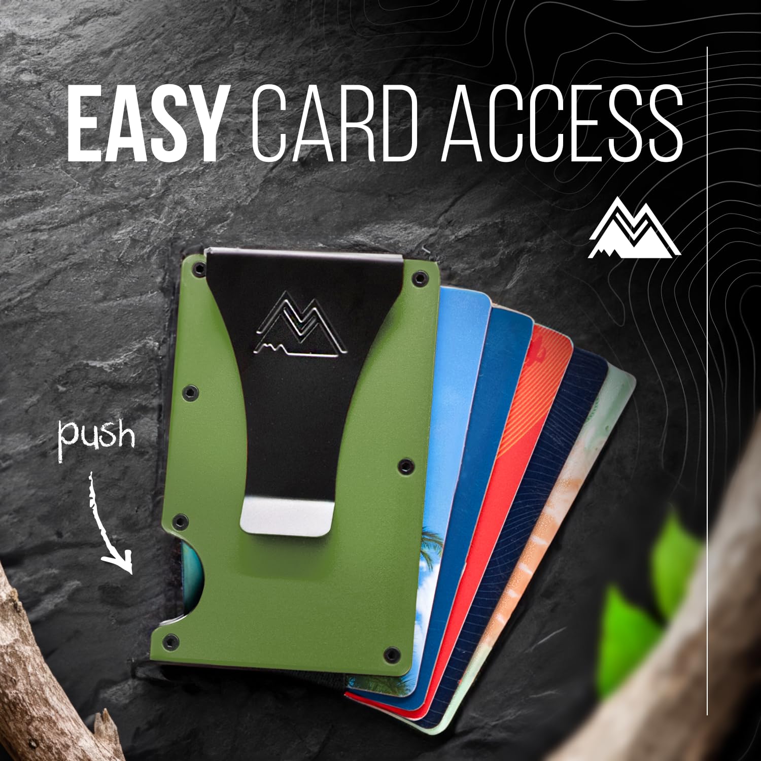 Mountain Voyage Co Minimalist RFID Blocking Wallet for Men & Women - Slim Scratch Resistant Credit Card Holder with Money Clip | Easy Access Cash & Cards | Army Green | Perfect for Travel, Daily Use & Gift Giving
