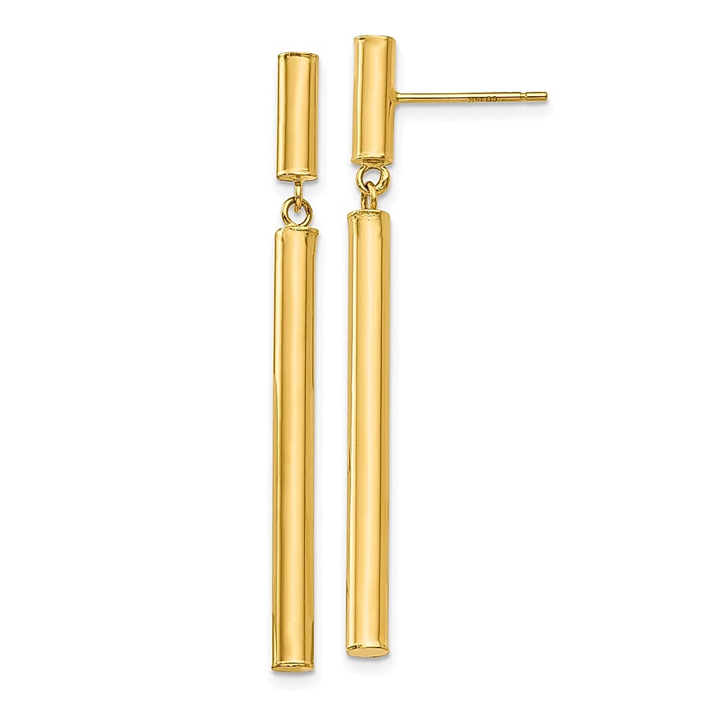 14K Yellow Gold Drop Dangle Chandelier Earrings for Women - Round Tube Post Stud Fine Jewelry - Perfect Gift for Her, Birthday, Anniversary & Special Occasions