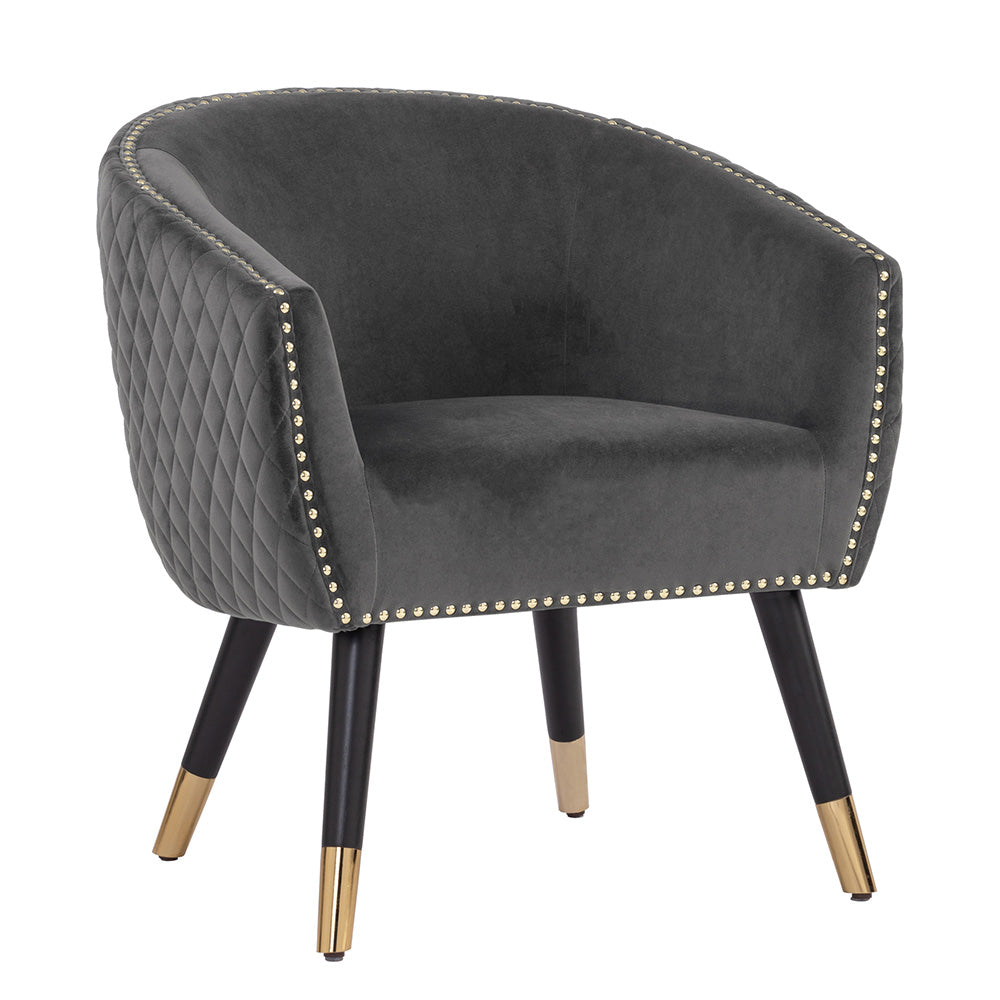 DENIZ Lounge Chair - Grey Modern Accent Chair for Living Room, Bedroom, or Office - Comfortable Upholstered Armchair with Soft Cushions