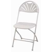 HomeBasix White Fan Back Design Folding Chair - Lightweight Portable for Indoor/Outdoor Events, Camping, Picnics & Parties