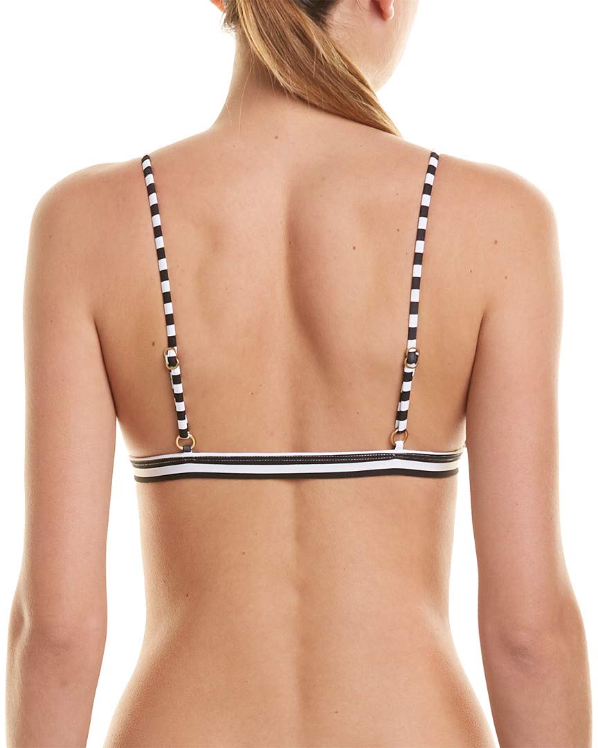 LSpace Women's Green House Banded Tie-Front Triangle Bikini Top - Domino Stripe Swimwear for Beach, Pool & Summer Vacation