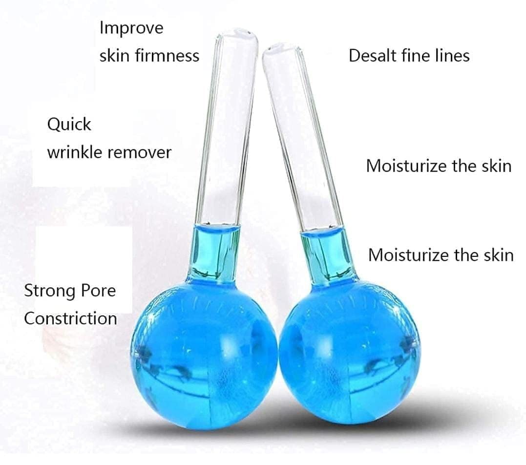 DIYASHI® 2PCS Ice Roller Globes - Crystal Glass Facial Massager for Redness Soothing & Wrinkle Reduction, Cold Therapy Skin Care Tool for Puffiness Relief - Perfect for Morning Routine & Post-Workout Recovery