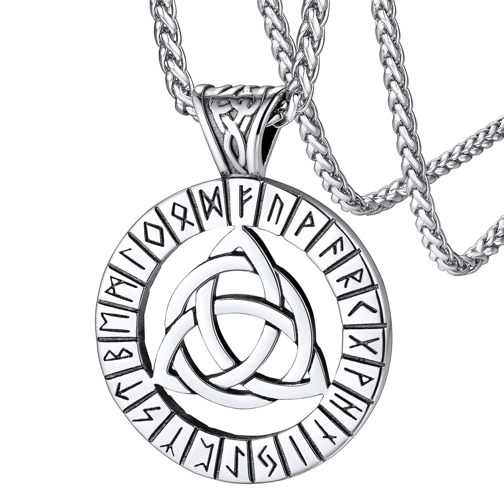 FaithHeart Viking Medal Necklace for Men - Stainless Steel Norse Mythology Pendant with Gift Box - Perfect for Viking Lovers, Cosplay, and Unique Gifts