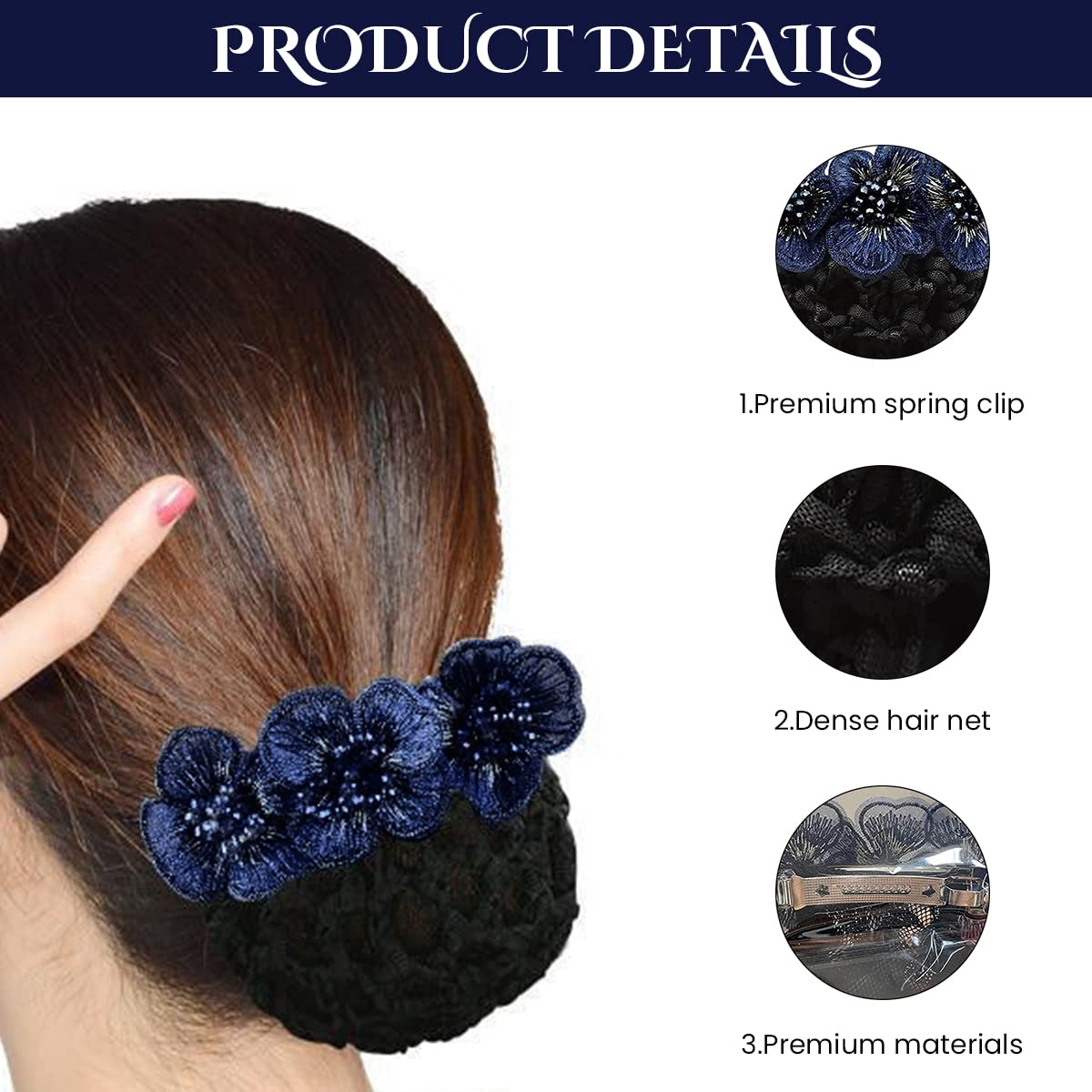 MAYCREATE Women's Hair Snood Net - Floral Hair Bun Accessories, Mesh Bun Maker & Knit Hair Cover for Daily Use, Work, Dance, Nursing - Perfect for Nurses, Dancers & Professionals