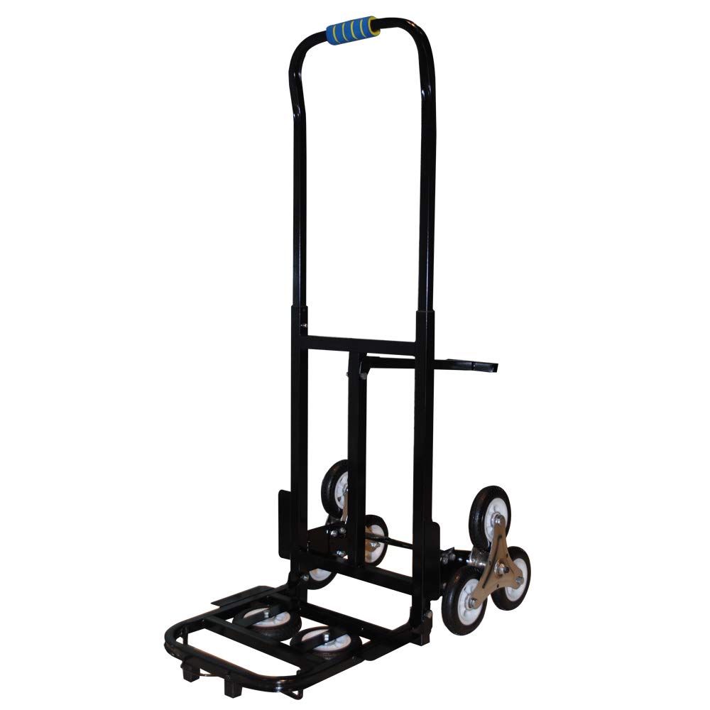 TECHTONGDA Heavy Duty Stair Climbing Cart - 420LBS Capacity Folding Hand Truck with 6 Wheels & 2 Backup Wheels | Portable Luggage Cart for Moving, Warehouse, Delivery & Home Use (Black)
