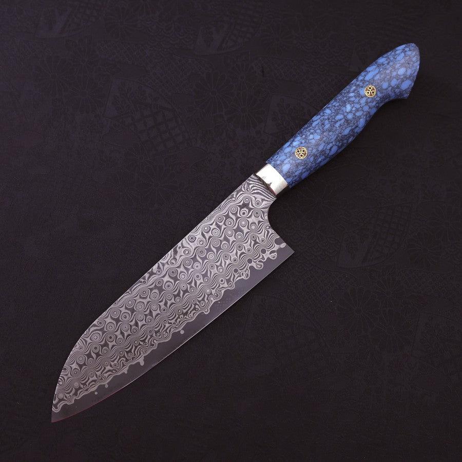 Premium Santoku SG2 Damascus Steel Knife with Turquoise Blue Handle - 170mm Japanese Chef Knife for Slicing, Dicing, and Chopping Vegetables, Meat, and Fish - Perfect for Home Cooks and Professional Chefs