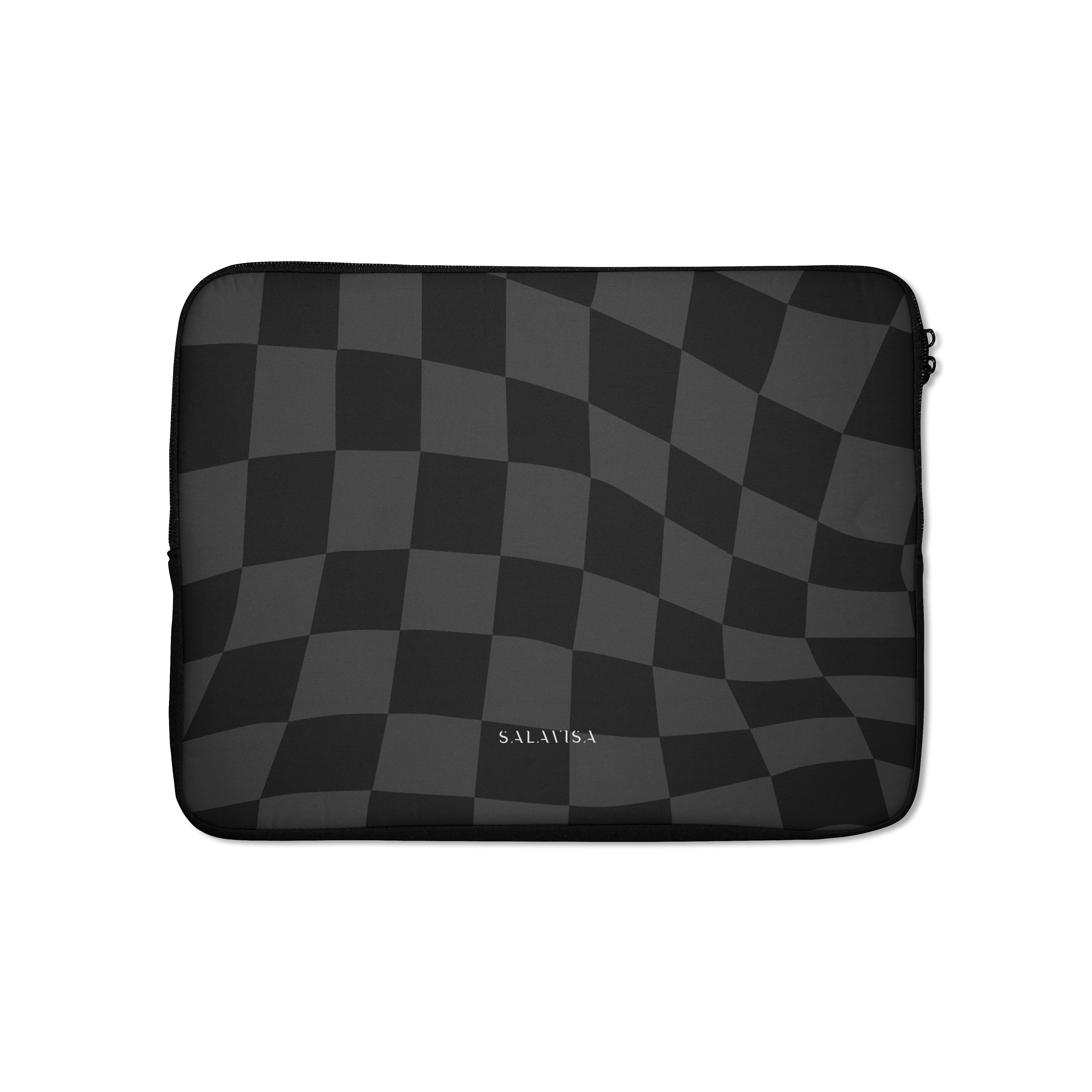 Black Wave Checkered Laptop Sleeve - Protective 13-15 Inch Computer Case for MacBook Pro/Air - Lightweight & Water-Resistant for School, Office & Travel