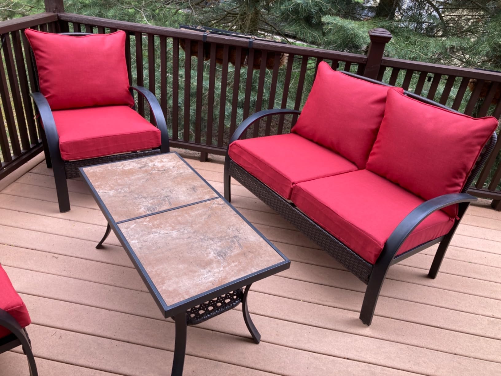 Oslimea 25x27x5 Inch Waterproof Outdoor Patio Cushion Covers - 4 Pack Washable Replacement Slipcovers for Sofa, Couch & Chair - Indoor/Outdoor Furniture Protector (Red) - Perfect for Backyard, Deck, Poolside & Patio Furniture