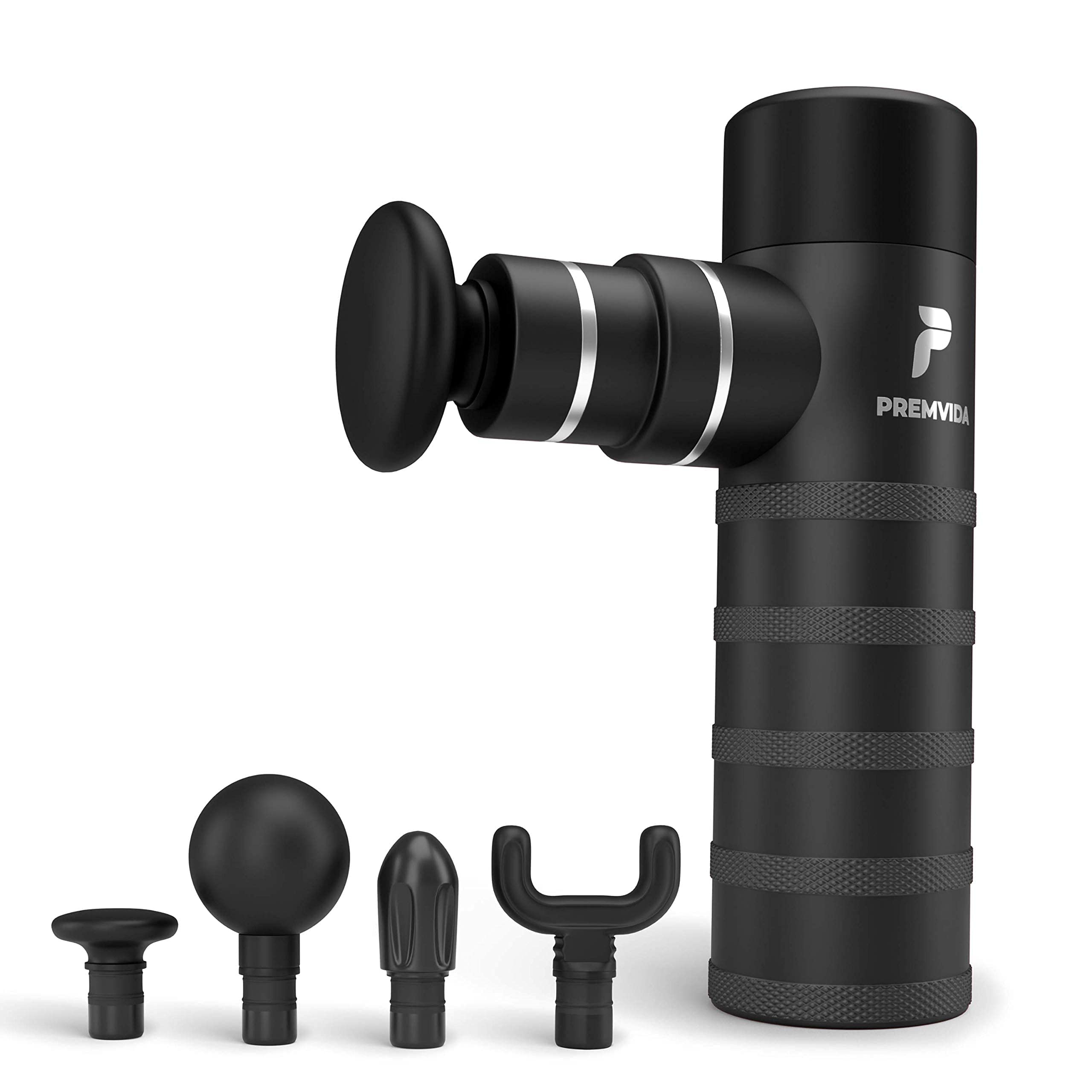 Premvida Bolt Mini Massage Gun - Powerful & Ultra Quiet Percussion Massager for Athletes - Deep Tissue Muscle Pain Relief, Handheld Sports Recovery Device for Soreness & Stiffness (Black) - Perfect for Post-Workout Recovery, Muscle Relaxation & Pain Management at Home, Gym or Travel