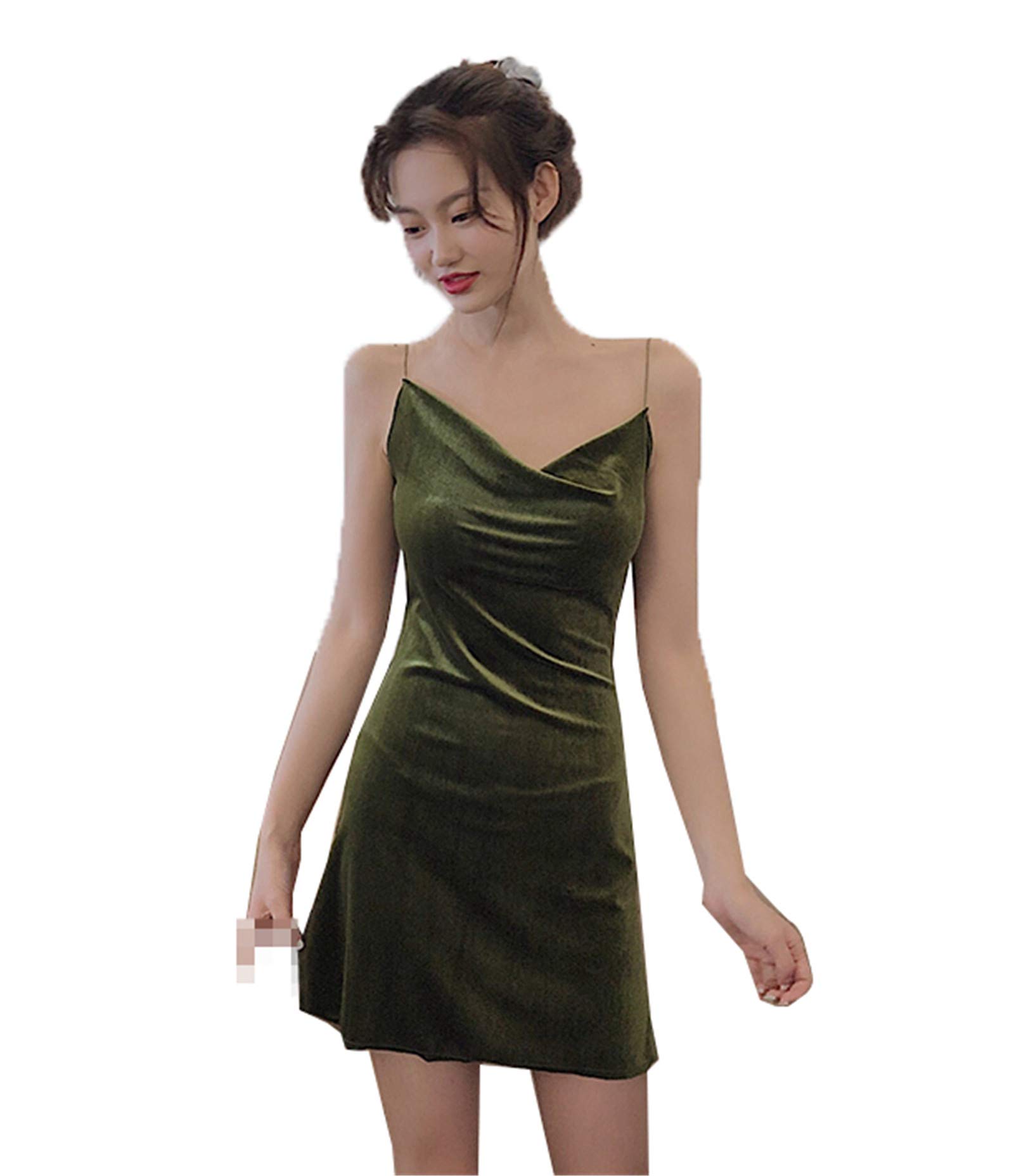 FJODE Women's Sexy Bodycon Dress - Solid V Neck Mini Party Dress for Spring & Summer | Velvet Stretchy Clubwear for Night Out, Date Night & Special Occasions