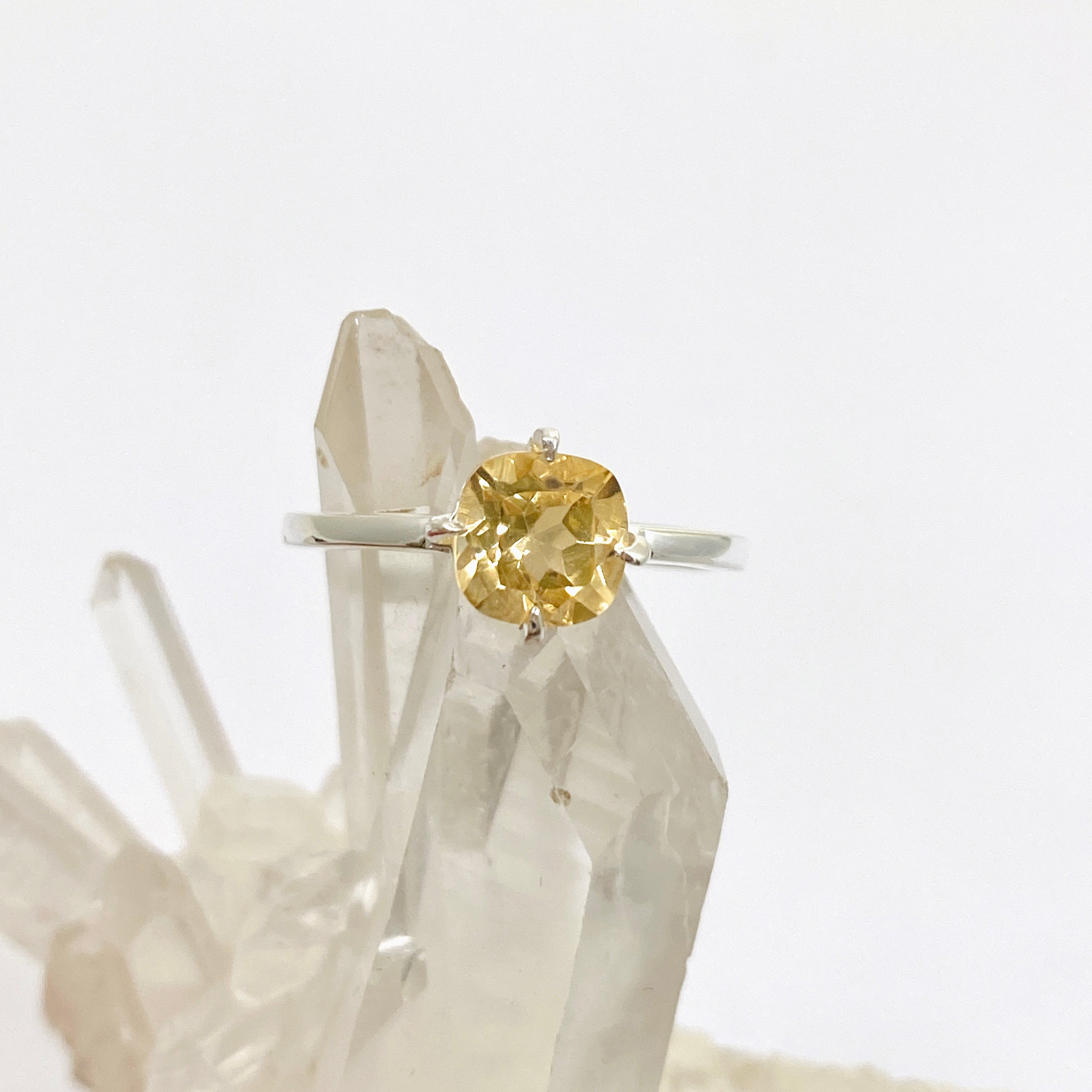 Natural Citrine Faceted Square Solitaire Ring 14K Gold Plated - Elegant Jewelry Gift for Women, Perfect for Engagement, Anniversary & Special Occasions