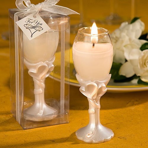FASHIONCRAFT 8150 Elegant White Double Heart Champagne Flute Candle Holders - Perfect for Weddings, Anniversaries & Romantic Dinner Decor