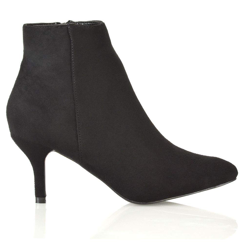 Women's Ankle Boots with Low Kitten Heel - Pointy Toe Zip-Up Booties for Ladies (Available in Multiple Sizes) - Perfect for Office, Date Night & Fall Fashion