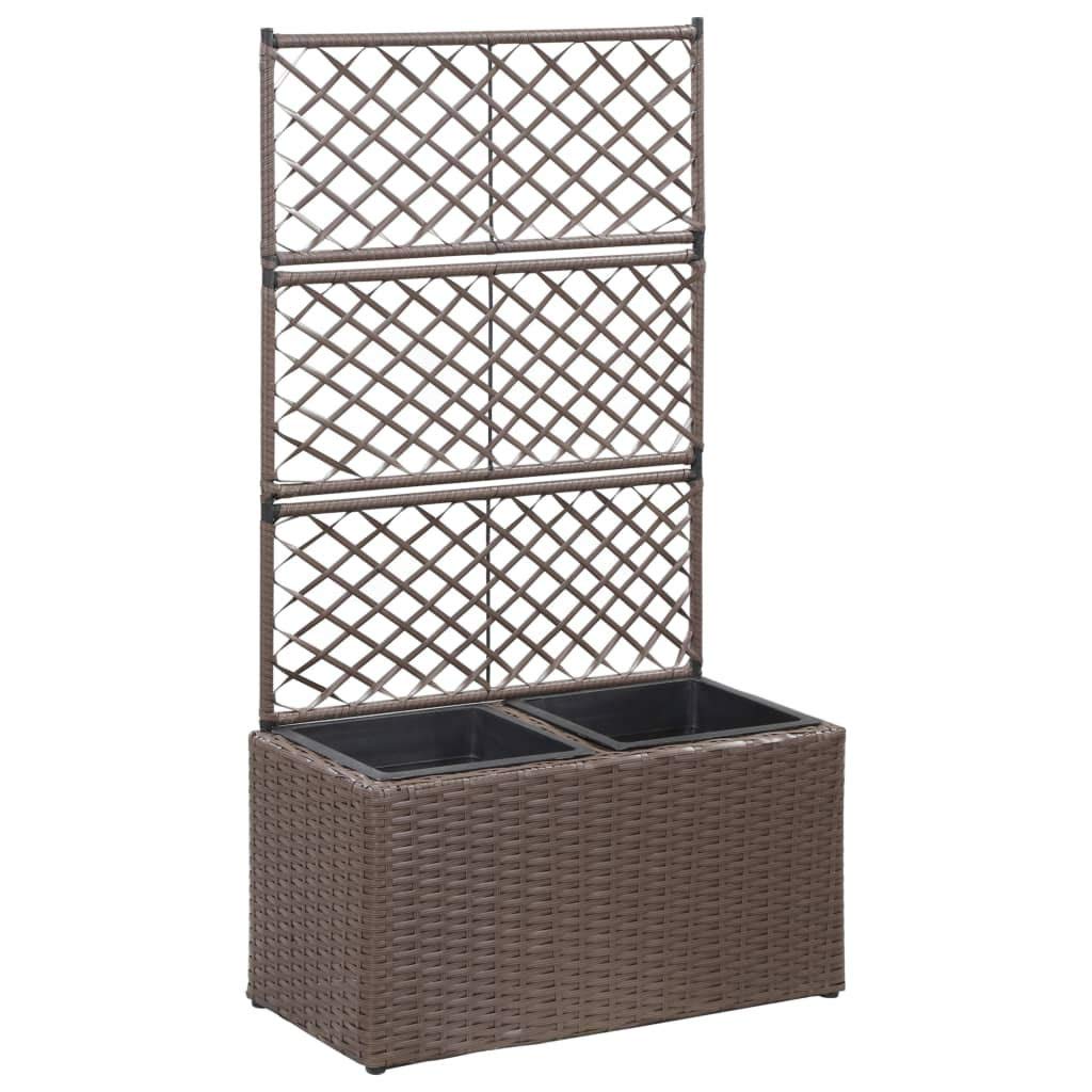 vidaXL Raised Garden Bed with 3 Pots - Poly Rattan Planter Box in Black/Brown - Multiple Sizes for Patio, Balcony & Outdoor Decor - Perfect for Growing Herbs, Flowers & Vegetables