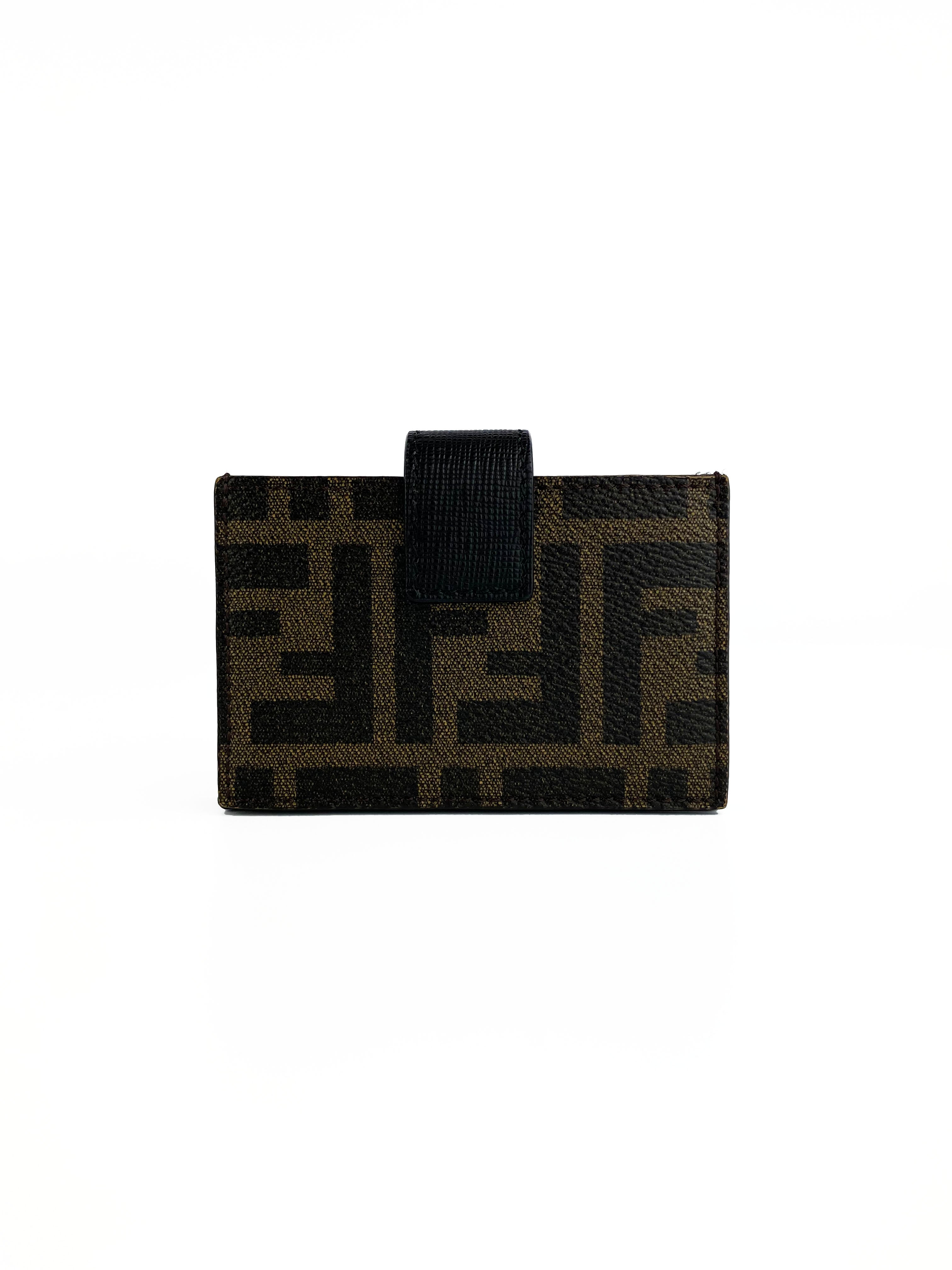 Fendi Monogram Leather Card Holder Wallet for Men & Women - Slim RFID Blocking Credit Card Case - Perfect for Travel, Business & Everyday Use