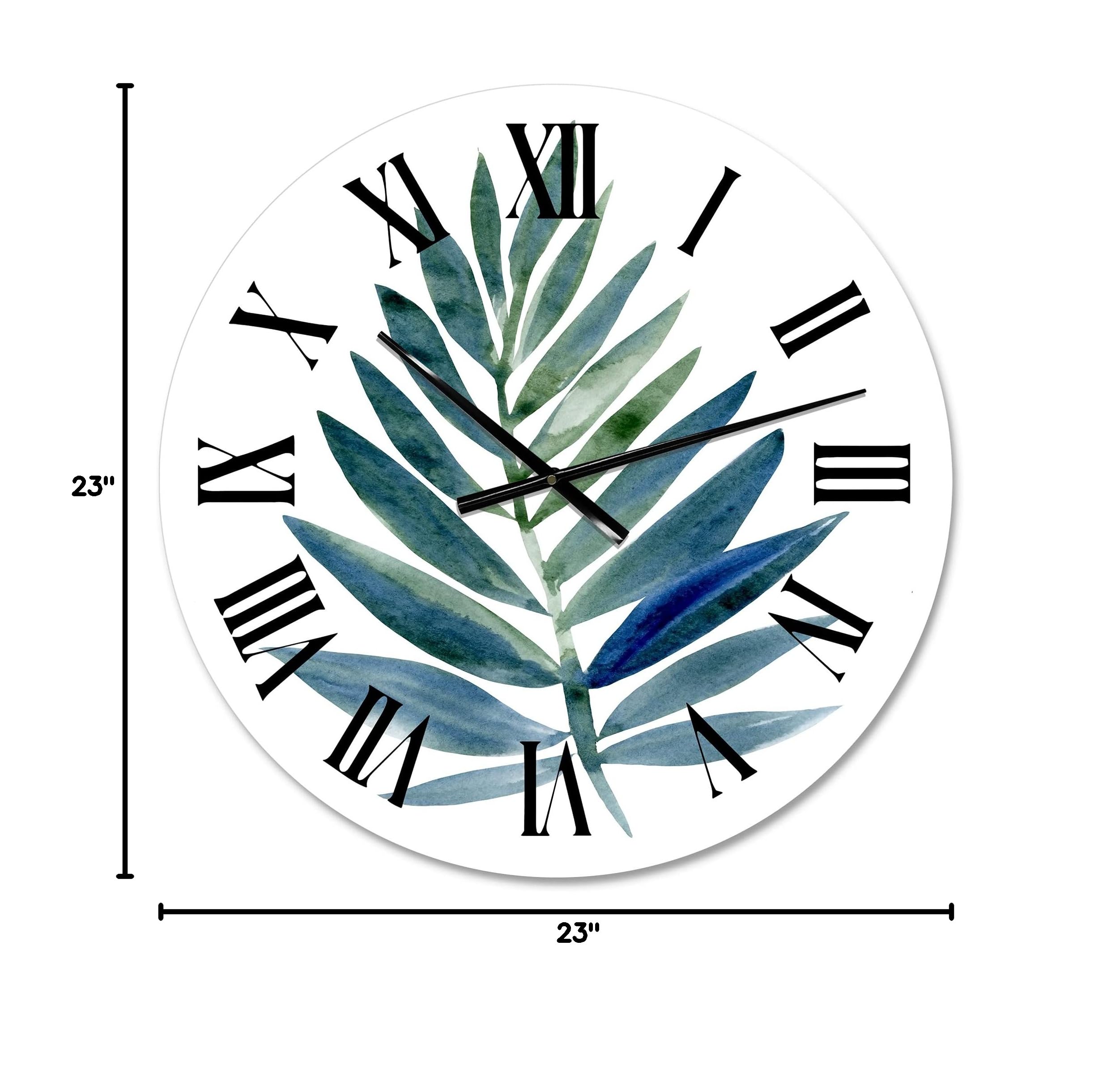 Farmhouse Wall Clock with Tropical Green Leaf Design - Large Floral & Botanical Wall Decor for Living Room, Kitchen, Bedroom - Perfect for Home, Office & Indoor Spaces