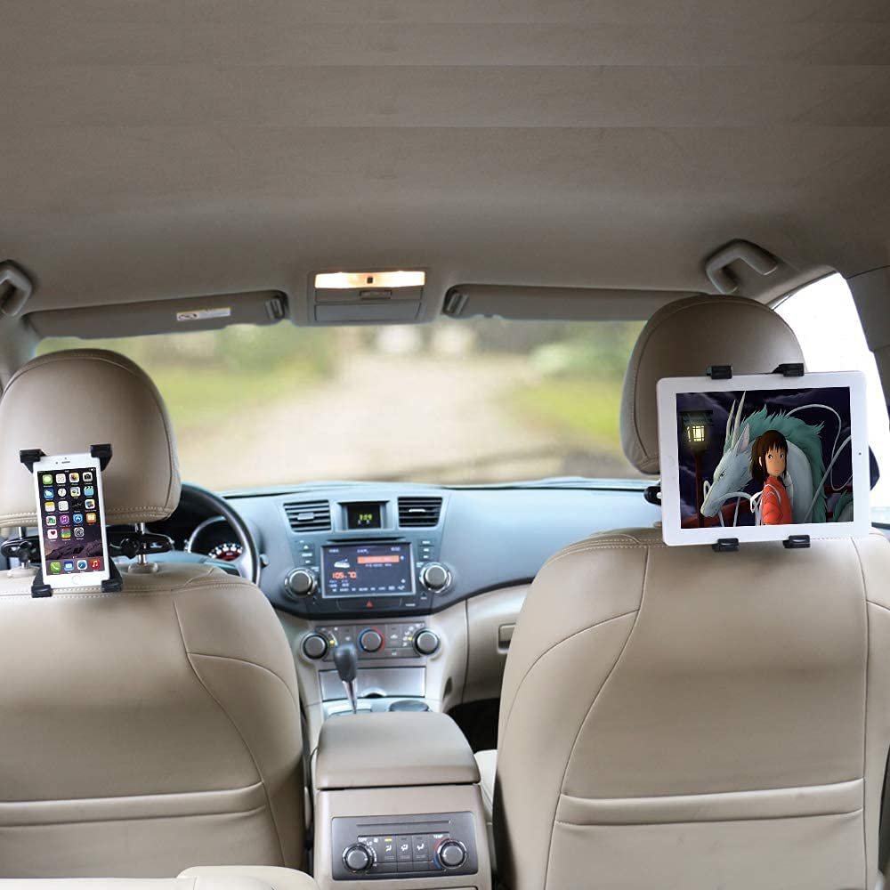 PLDHPRO Universal Car Back Seat Tablet Holder - Adjustable 360° Rotating Headrest Mount for iPad Air, iPad Mini, Samsung, Huawei & 7
