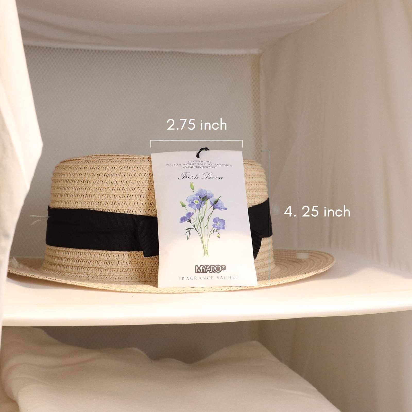 MYARO 12 Pack Linen Scented Drawer Sachets - Long Lasting Closet Freshener Bags, Natural Home Fragrance Potpourri for Wardrobe & Storage | Perfect for Gifts, Wedding Favors & Home Organization