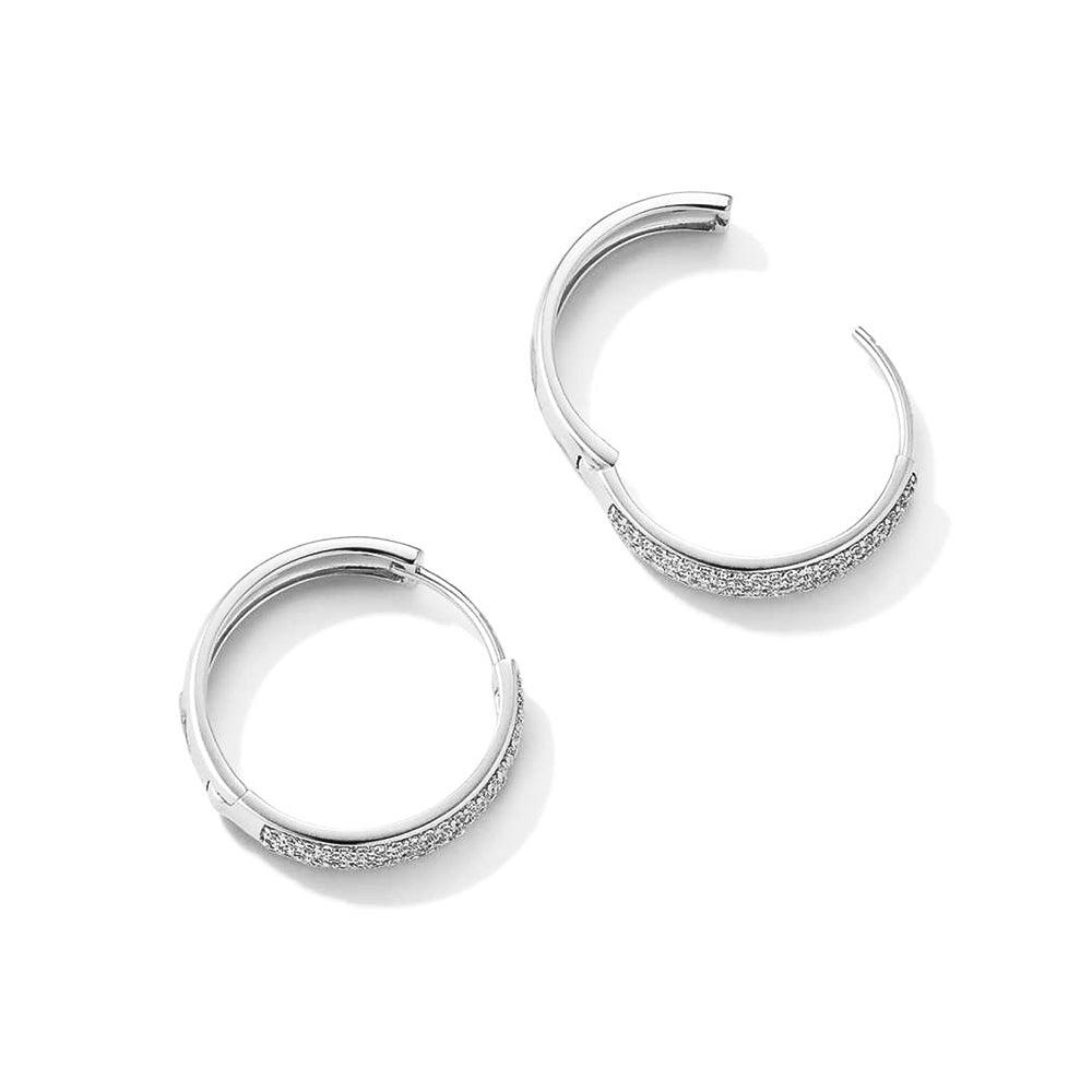 Lab Grown Diamond Hoop Earrings - Triple Row Pavé Bold Medium Hoops for Women | Perfect for Weddings, Parties & Everyday Elegance