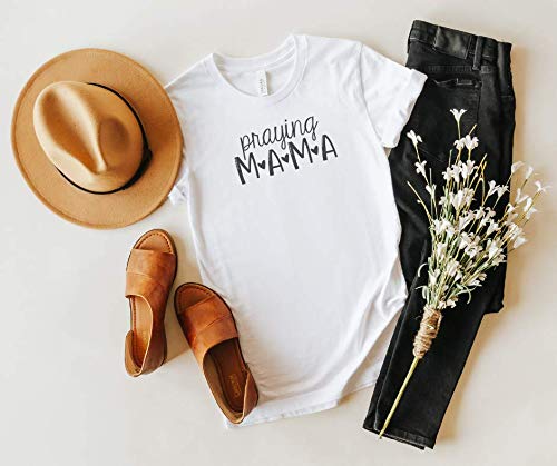 Praying Mama Shirt | Christian Mom Tops with Inspirational Sayings | Blessed Mama & Mom Life Tees | Perfect for Mother's Day, Birthdays & New Moms | Cute Girl Mama & Boy Mom T-Shirt | Ideal for Church, Family Gatherings & Daily Wear