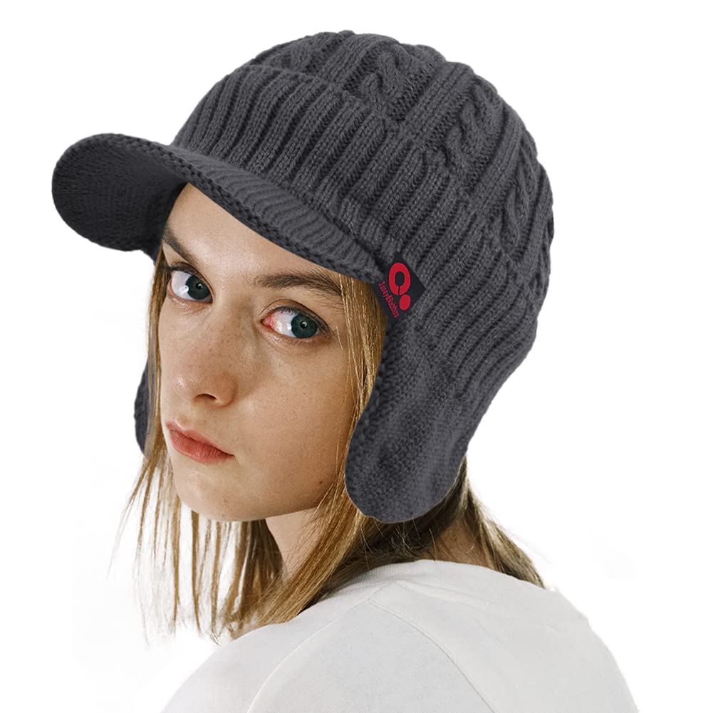 FORDALLIO Winter Ear Warmer Beanie Hat with Ear Flaps & Knitted Brim - Warm Trapper Hat for Men & Women - Perfect for Skiing, Snowboarding & Cold Weather Outdoor Activities