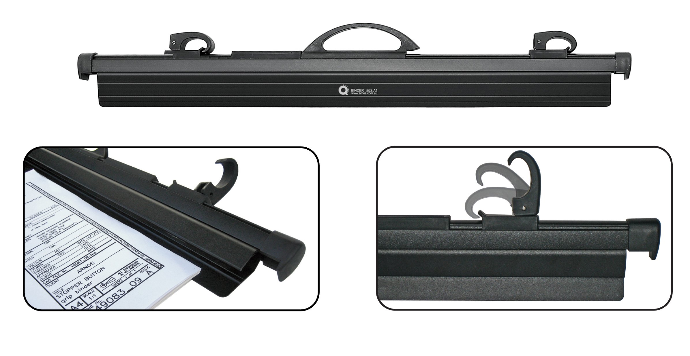 18-24 Inch Quickfile Hanging Clamp - Black Heavy Duty Plan Holder for Blueprints & Documents (150 Sheet Capacity) - Perfect for Architects, Engineers & Office Organization